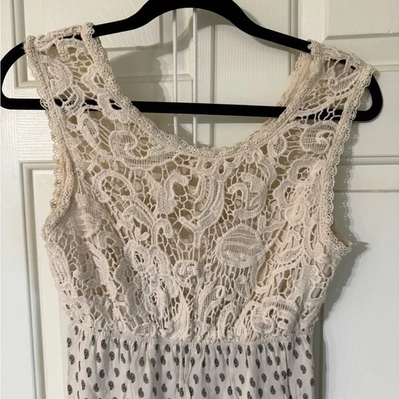 Altar'd State Cream Lace and Black Patterned Mini Dress - Picture 3 of 11